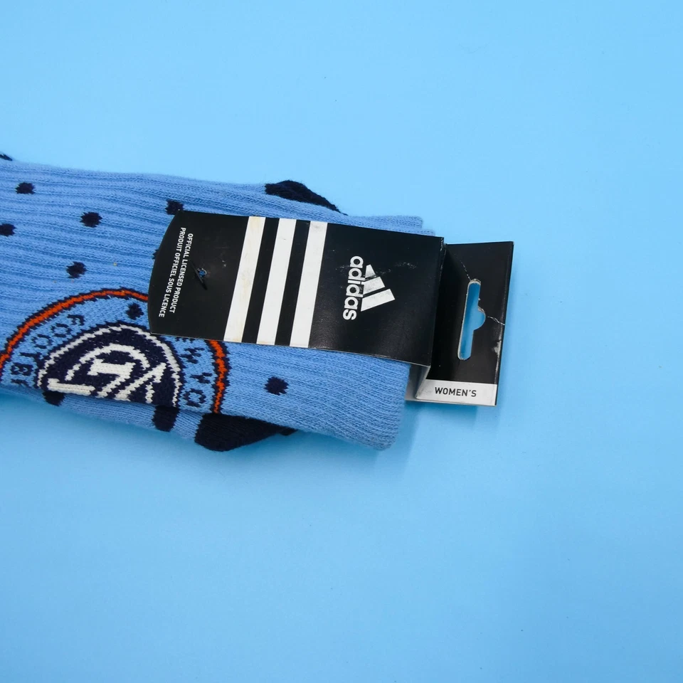 NYCFC Crew Socks Womens One Size Adidas Blue Spotted Soccer Mid Y2K New York FC - Image 3 of 3