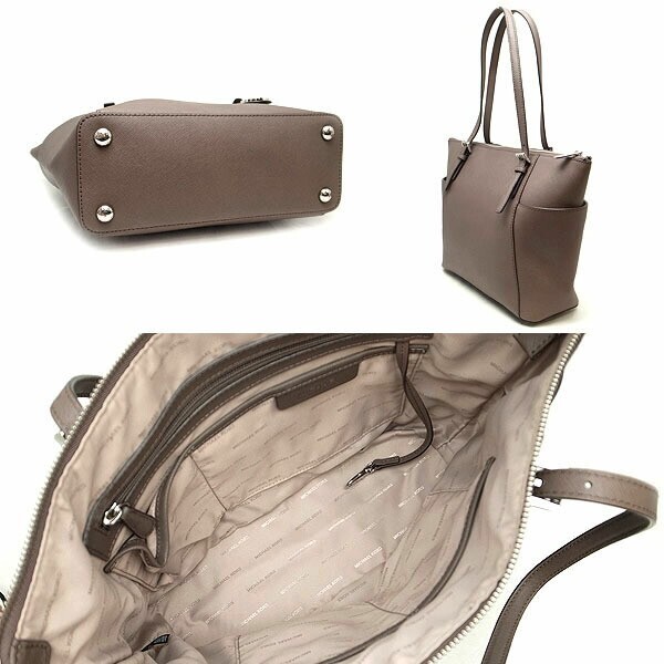 Michael Kors Tote Bag Handbag Leather Gray Zipper 30F2STTT8L | eBay