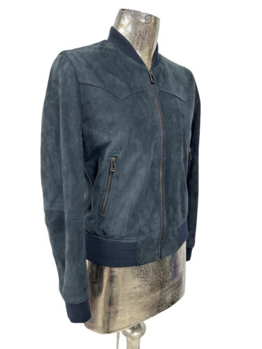 Veste en cuir vendu BELSTAFF petit 8-10 femmes encre foncée daim bombardier EU38 PRIX DE VENTE CONSEILLÉ 795 £