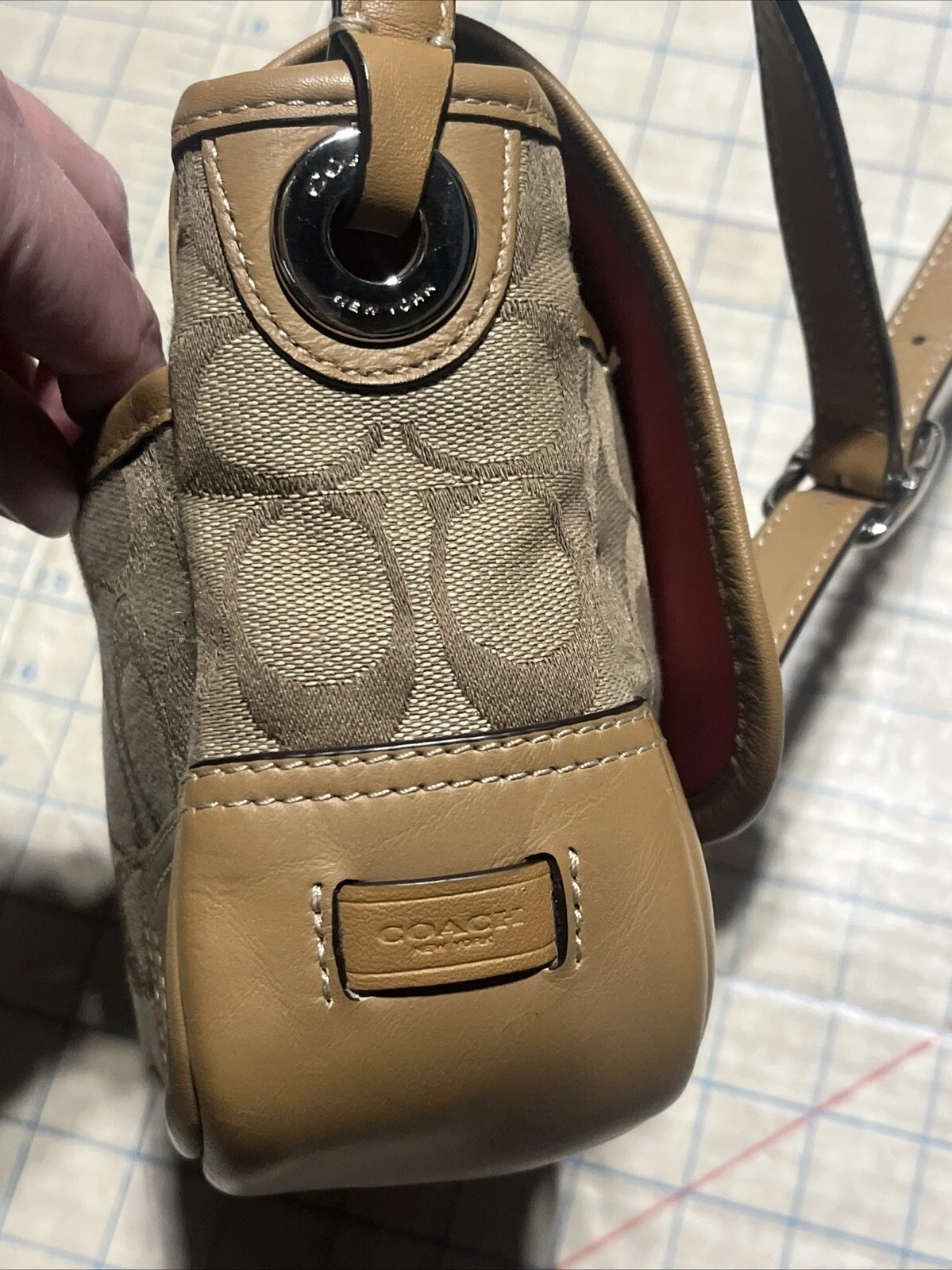 Borsa Coach Hadley Signature Field 2014 ottime condizioni F30601 marrone tortora