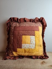 Floral Pillow Yellow Orange Brown Vintage Country Chic Ruffle Flaps Quilt Design
