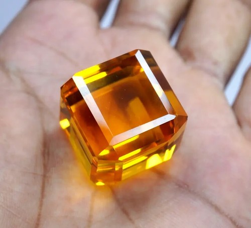 Certified Natural 265 +Ct Brazilian Yellow Color Citrine Cube Cut Loose Gemstone - Picture 13 of 14
