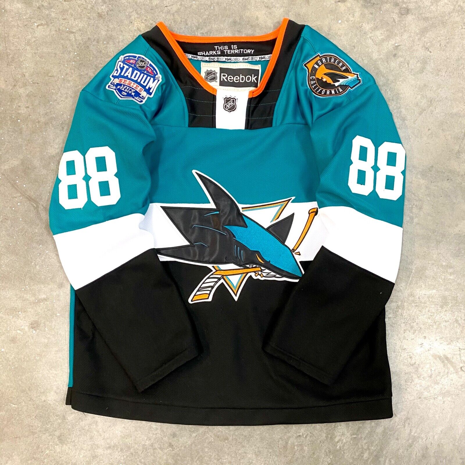 2015 SAN JOSE SHARKS REEBOK JERSEY (ALTERNATE) M - Classic American Sports