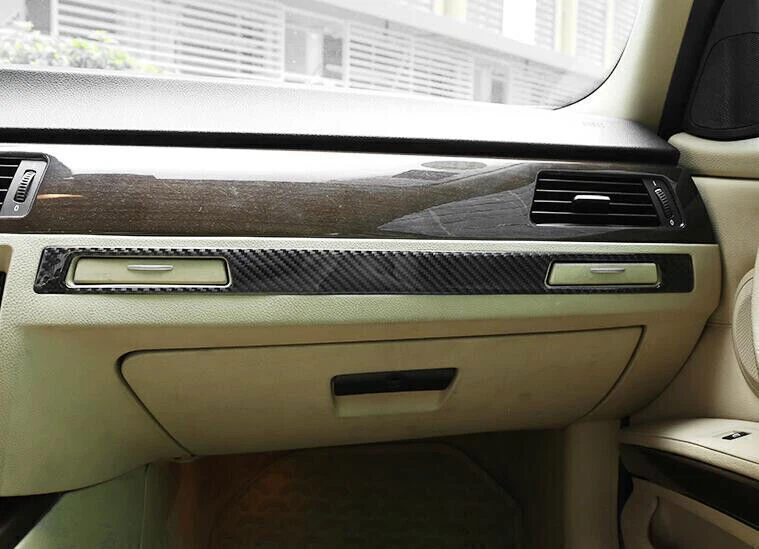 Cubierta de tablero de instrumentos copiloto consola de fibra de carbono real para BMW M3 E90 2008-2013 Foto 2 de 4