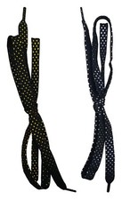 CATHEDRAL Laces Flat Shoe Trainer 100cm Pr Double Thickness Black Metallic Spots