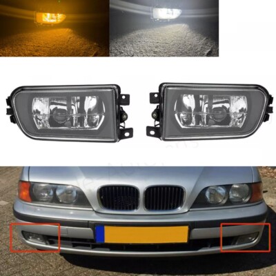 LED Amber Front Fog Lamp w/White DRL For 1996-2002 BMW 528i 540i E39 Z3