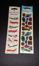 2 NEW vintage Mrs. Grossman  Hambly  sticker planes sparkle travel vacation trip