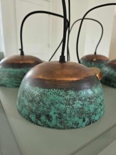 Hammered Green Patina Copper Pendant Kitchen Island Oxidized Dome Ceiling light.