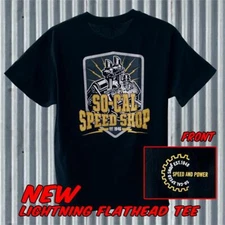 So-Cal Speed Shop Lightning Flathead (7054) Men's Black T-SHIRT 100% COTTON