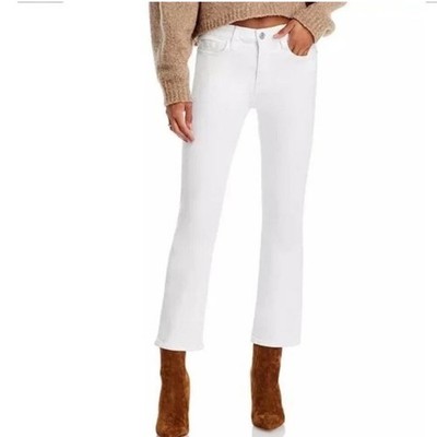 Edwin Cassia High Rise Flare Jeans White Cropped Denim Size 28