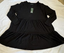 NWT Women's Wild Fable Black Long Sleeve Ribbed Dress  V Neck sz 2X