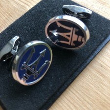 New CUFFLINKS for dress shirt - MASARATI Trident - Silver Blue Cuff Links