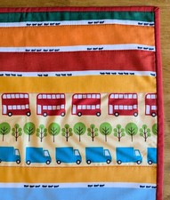 Handmade Baby Quilt - 35 X 37 - Primary Colors Cars Trucks Bus Ants - Stripes