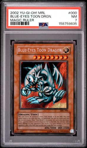 2002 YU-GI-OH! MRL-MAGIC RULER #000 BLUE-EYES TOON DRAGON PSA 7