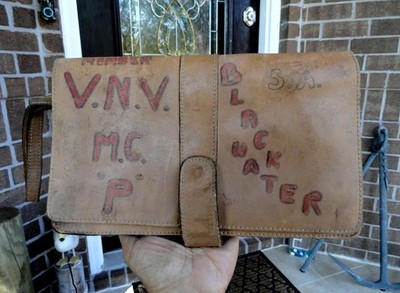 vintage VIETNAM VETS MOTORCYCLE CLUB PENSACOLA, FLORIDA Brown Leather Bag Pouch