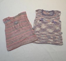Vintage Handmade Crochet Child Sweater Vest Bundle Pastel Knit