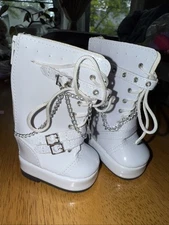 Boots For Dolls White Knee High Fits American Doll Types