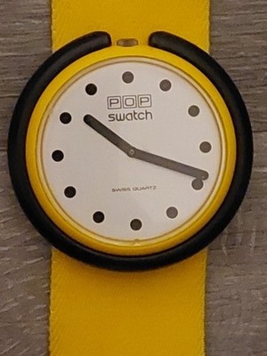 Swatch Pop Watch 1987 BURNING SUN Yellow Band Dial Vintage Retro 