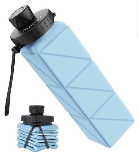 Collapsible Water Bottles, BPA-Free Leak-Proof Silicone 20.6 Ounces, Sky Blue