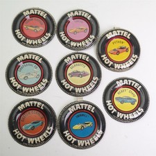 Vtg Lot Of 8 Original 1967-69 Mattel Hot Wheels Redline Button Tin Badge