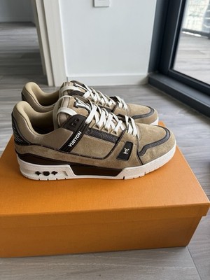 Louis Vuitton Men's Low Top Monogram Lace-Up Sneakers Beige Brown White