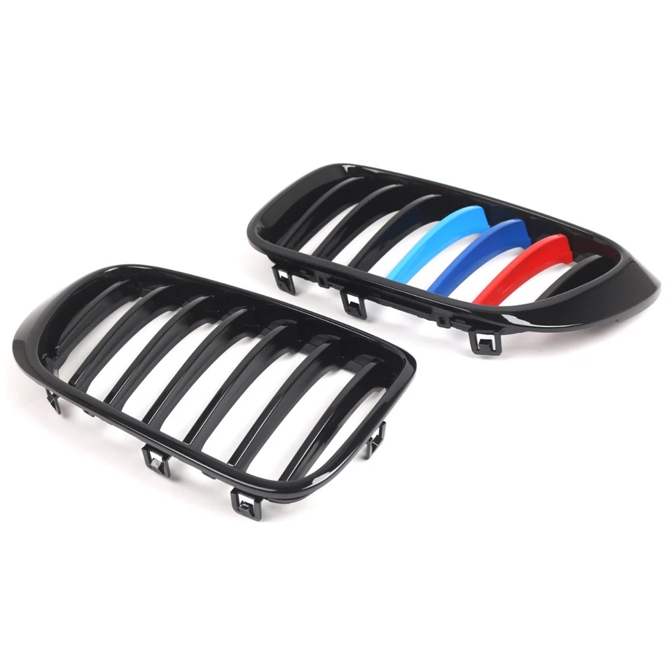 Gloss Black M Color Front Kidney Grille Grills For BMW X3 F25 X4 F26 2015-2017 - Image 3 of 4