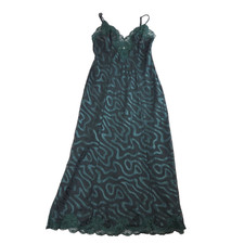 Vtg Y2K Victorias Secret Sheer Lace Trim Maxi Nightgown S Green Whimsigoth Witch