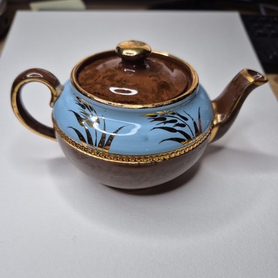 VINTAGE 1930s SADLER ENGLAND TEAPOT BROWN BETTY AQUA WHEAT Gilded Style 2402 