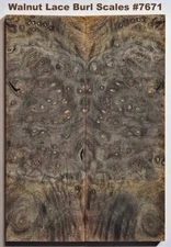 Striking Stabilized Claro Walnut Lace Burl knife scales #7671, 5 7/8 x 2 x 3/8+"