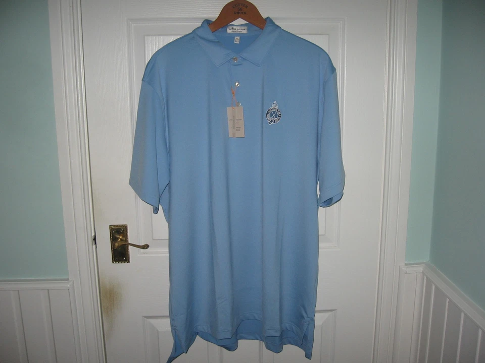 BNWT MENS PETER MILLAR ROYAL PORTRUSH LOGO GOLF POLO SHIRT XL BLUE FREE BAG TAG - Image 2 of 4
