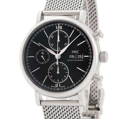 IWC Portofino Chronograph IW391010 Black Bar Automatic Mens Watch Used HOUB-0