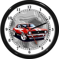 Muscle Car Wall Clock Red Garage Man Cave Den Rec Room Gift 0825