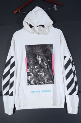OFF WHITE Virgil Abloh Main Label MIRROR MIRROR 2013 Pullover Hoodie Size LARGE