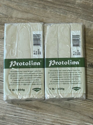 Lot of 2 Protolina Modeling Clay 1 lb* 454G Sealed Crafting Firm Natural Sealed