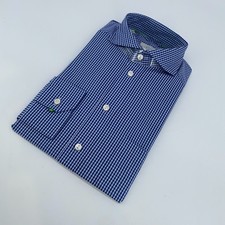 Eton Dress Shirt Men S 15 - 38 Blue White Gingham Long Sleeve Slim Fit Button Up