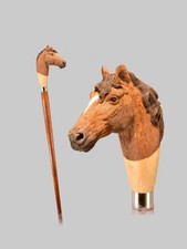 Hand carved horse design wooden walking stick for men women walking cane