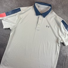 Under Armour The Playoff Polo Mens XL White Stretch Performance Golf Stripe