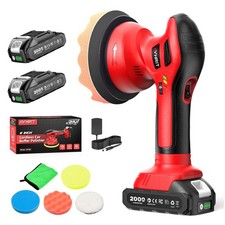Avhrit Cordless Car Buffer Polisher Kit W 2x2000mah 21v 6inch-21v A-red