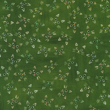 Feline Drive Fabric WHISKER WONDERLAND Cat Faces Forest Fat Quarter 18x22" FQ
