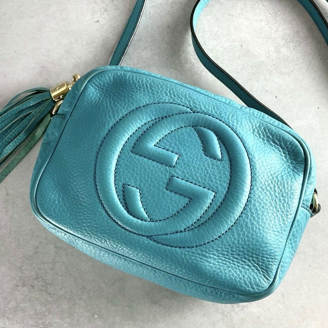 GUCCI Authentic Blue Leather Shoulder Bag Model G0804524