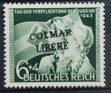 Timbre libération Colmar sur timbre allemand neuf**