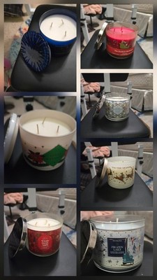  MEGA 7-Pc BBW Christmas Candle Lot: TO ALL A GOODNIGHT + FELIZ NAVIDAD Glass