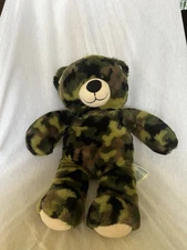 Build A Bear 16" Green Camo Teddy Plush Military Army Camouflage Stuffed Animal