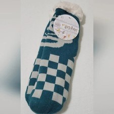 Harry Potter Slytherin Slipper Socks One Size Adult Sherpa Lined NWT NON SLIP
