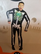 Hyde And Eek Adult Costume Glows Blacklight Light Up Electric Skeleton Size M