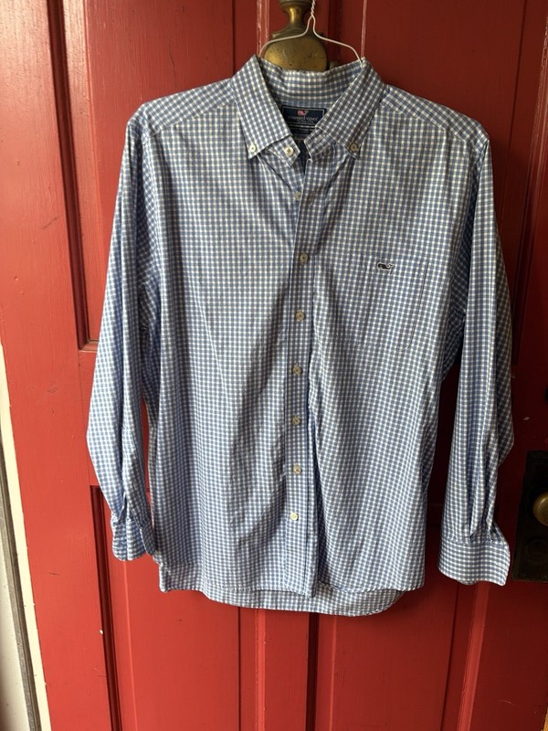 Vineyard Vines L Large mens slim Fit Tucker Shirt Blue/white Check Button Down