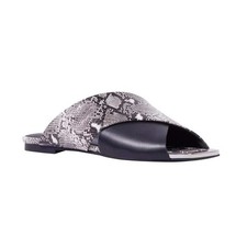 Katy Perry The Checked In Slide Sandal Black Snake Print 7.5 NIB