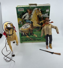 Vintage 1970s Gabriel Lone Ranger Banjo Horse w/ Reid Figure & Original Box