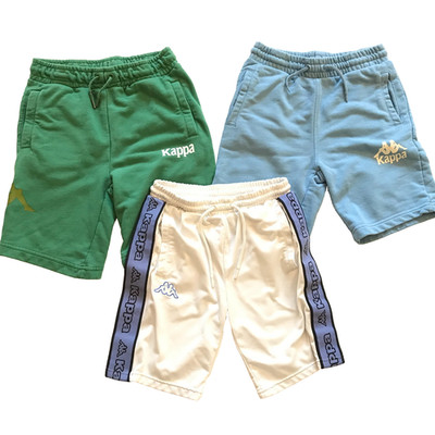 Lot of 3 Kappa Sweat Shorts Boys Medium 12 Y Blue Green White Cotton Logo Tape