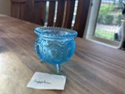 RARE VTG Degenhart Sapphire   Glass Gypsy Pot Cauldron Toothpick Holder